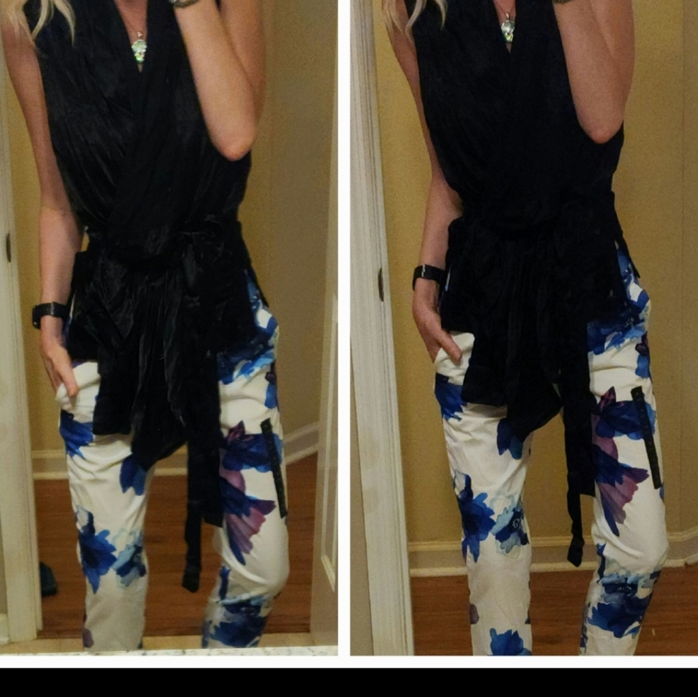 Banana Repulic White Blue Purple Floral Skinny Ankle  Pants Nwt